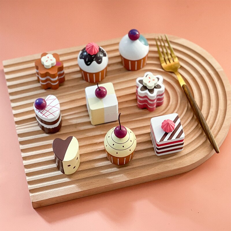 9 Pcs Children Simulation Macarons Dessert Kitchen Toy Wooden Pretend Play Educational Toys for Kids Magnetic Food Toys