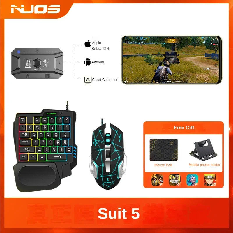 M1 Pro Mobile Game Controller 4-in-1-Maus-Tastatur-Adapter-Konverter BT V5.0 Programmierbarer Adapter, unterstützt IOS Android-System: Blau