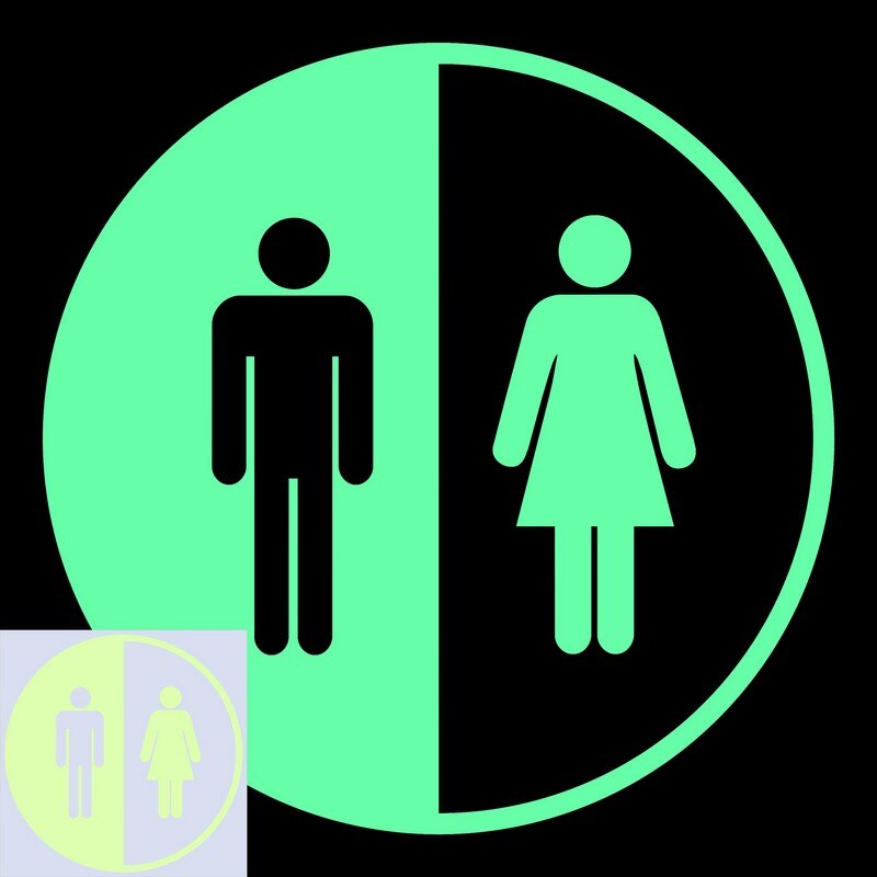 Cartoon Lichtgevende Wc Deur Teken Sticker Glow in The Dark Badkamer Sticker Mannen Vrouwen Washroom WC Muur DIY Aangeeft label: YG