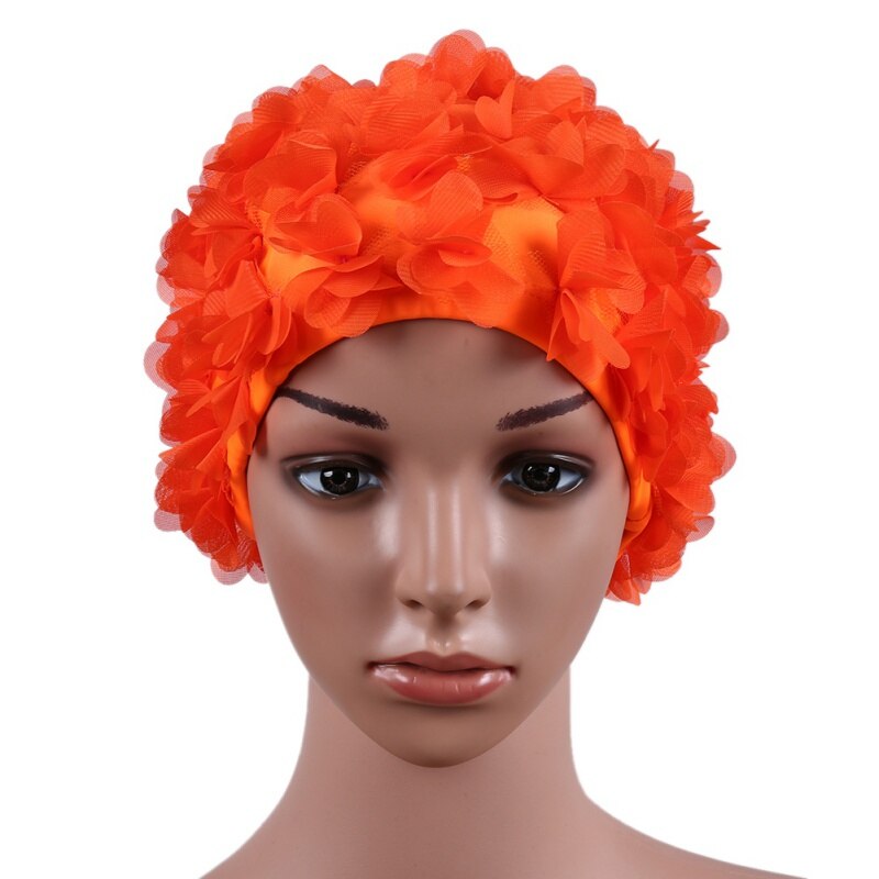 Women Three dimensional flower petals ladies swimming cap Vintage Floral Swimming Hat Flower Female Bathing Cap