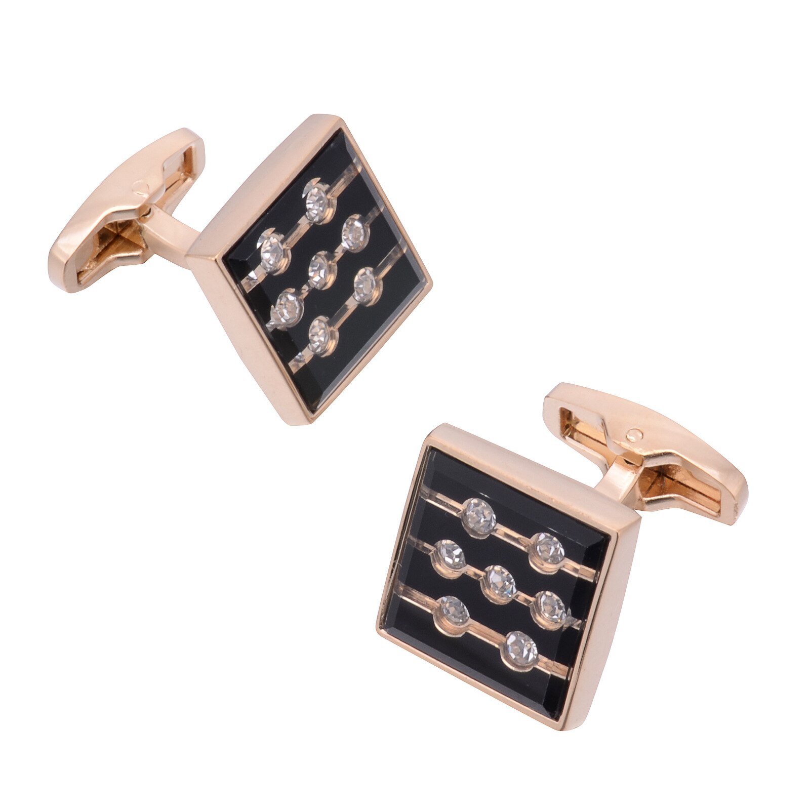 Rose Gold Simple French Cufflinks High Rhinestones Shirt Cuff Links Mens Jewelry