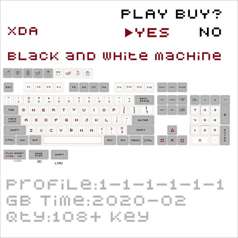 XDA keycaps Red White Machine PBT Sublimation Key-cap Daptation GH60 GK61 GK64 96 Mechanical Keyboard 104 key Caps