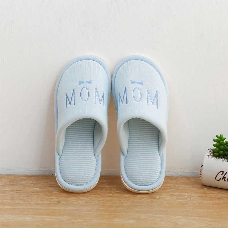 ASIFN chaussons pour hommes japonais femmes intérieur coton tongs bois hiver Couple lettres antidérapant fond souple Zapatos Mujer: Bleu ciel / 6