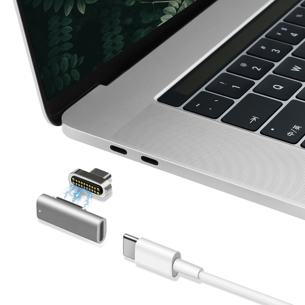 Magnetisk usb c adapter 9 ben 20 ben 24 ben type c stik usb  pd 100w hurtig opladning 10 gbp/s data for mere type c enhed: 20 pin grå