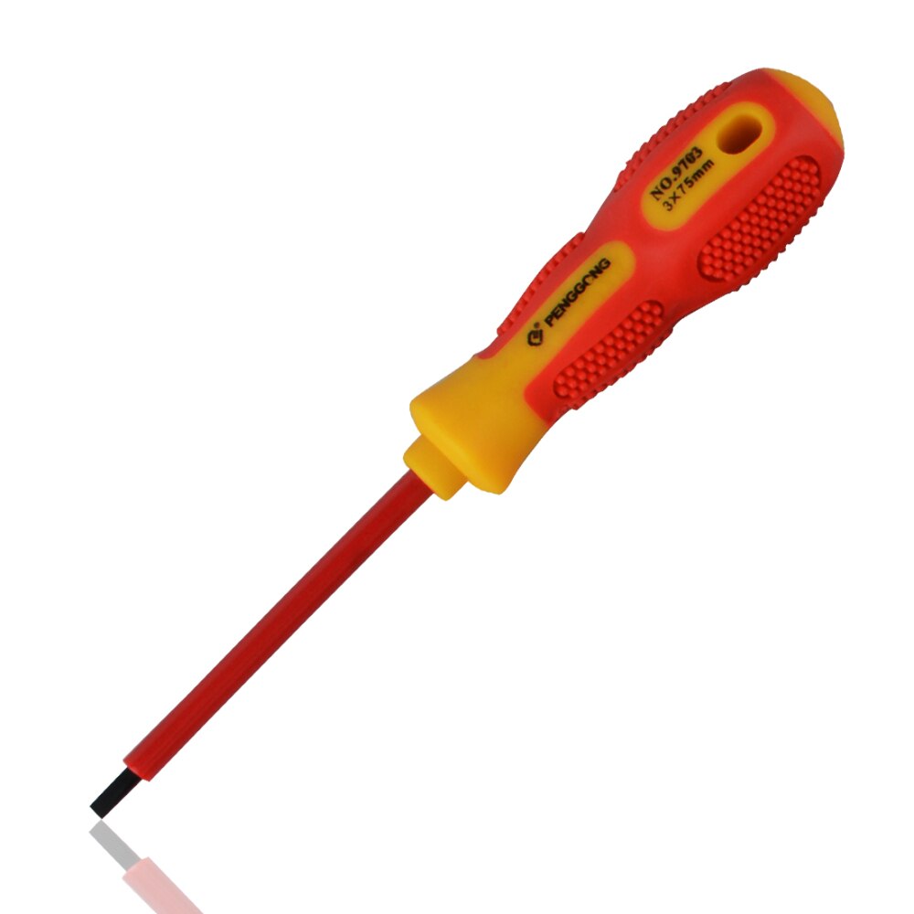 1000V Mini Screwdriver DIY Repair Tool Insulated Screw Driver Magnetic Electrician Precision Phillips Voltage Repair Hand Tools: Slotted screwdriver / 3x75mm