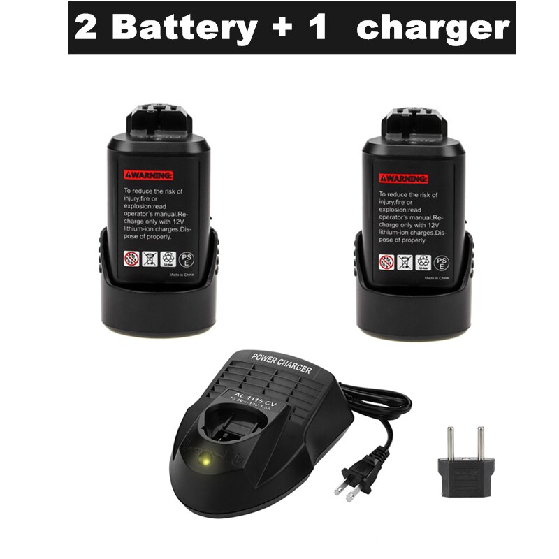 12V 3000mAh Li-ion Rechargeable Battery pack replace for BOSCH cordless Electric screwdriver BAT411 BAT412 BAT412A PS20-2 PS40-2: 2 battery 1 charger