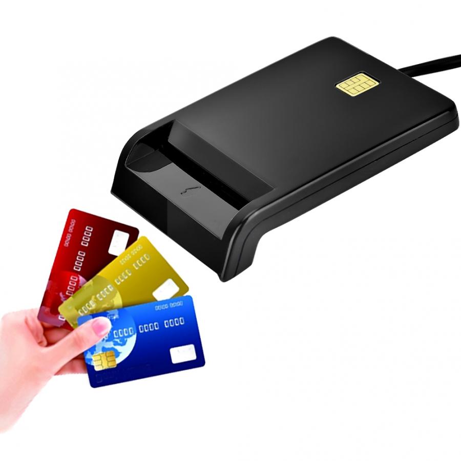 Sim/atm/ic/id pankkikortti älykortinlukija usb-sovitin musta id-kortinlukija