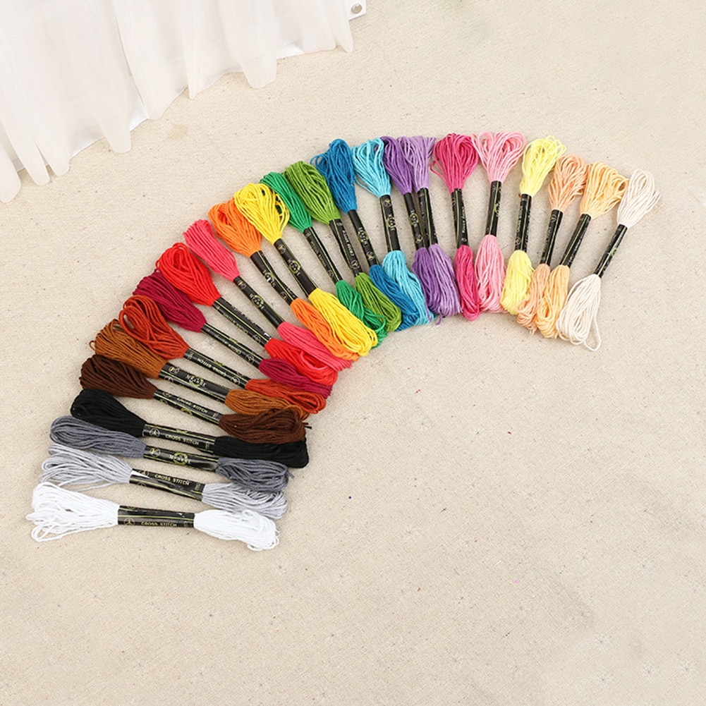 24 Colors Embroidery Thread Hand Cross Stitch Floss Sewing Skeins Craft