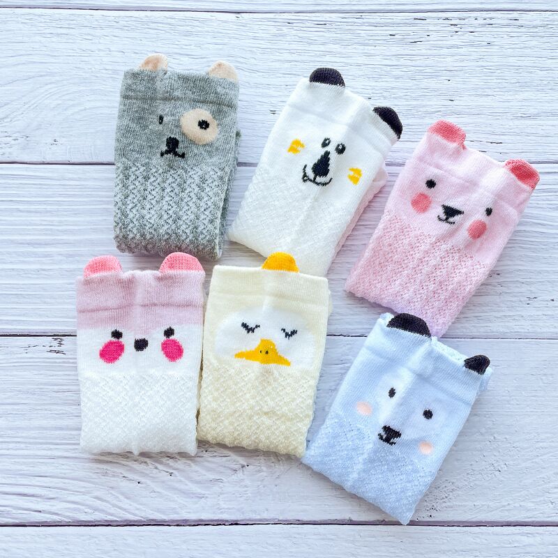 Baby Summer Thin Mesh Long Socks Newborn Girls Cotton Knee Socks Mosquito Proof Socks for Infants Animals