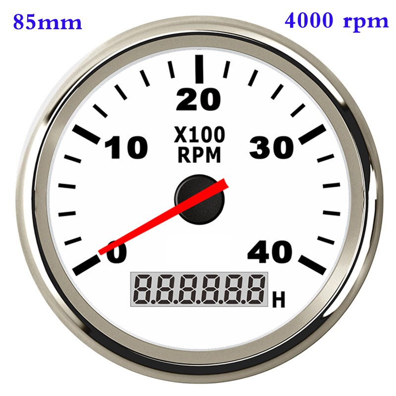 6000 8000 Rpm Tachometer Tacho Meter Gauge Hourmeter 12V/24V 85mm Toerenteller 12v Hour Meter Sensor For Marine Boat Car Truck: 4000 rpm WS