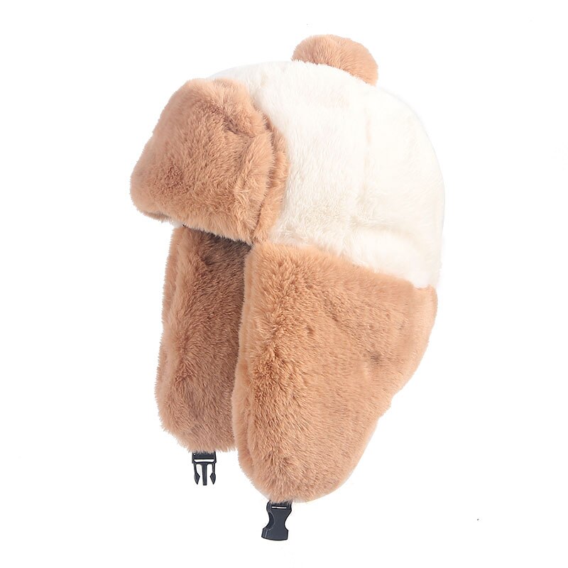 Parent-child Bomber Hat Women Girls Boys Autumn Kids Winter Hat: Khaki / Kids 54cm