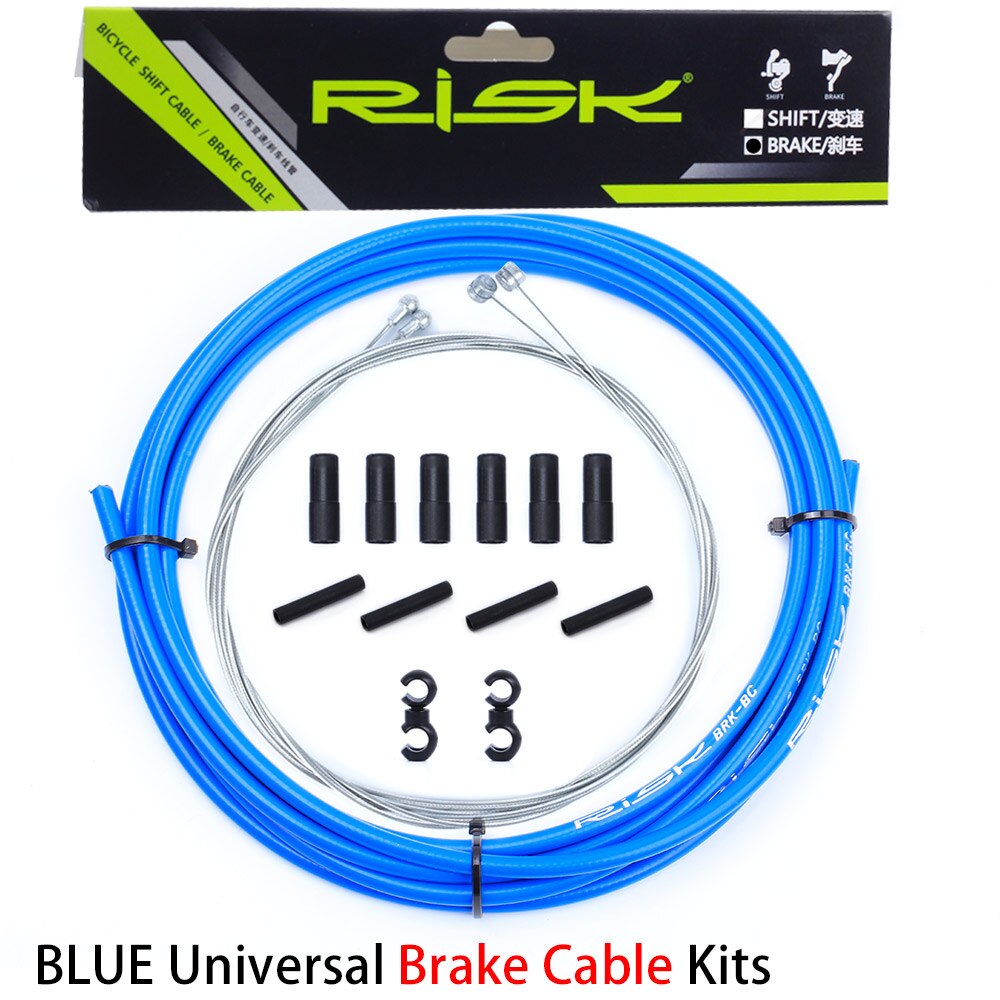 Risk Basic-Cable de cambio de marchas Universal para bicicleta, juego de cables de repuesto para delantera y trasera, interior y exterior, para MTB y bicicleta de carretera: Brake Cable Blue