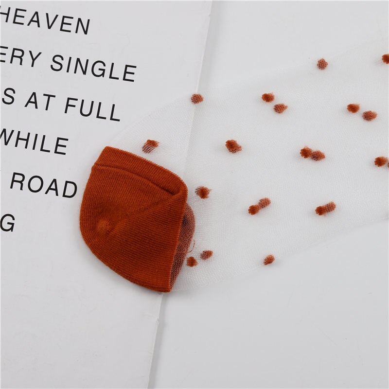 [EIOISAPRA]Spring Summer Transparent Casual Heap Heap Socks Women Japanese Vintage Glass Silk Dot Thin Colorful Short Socks