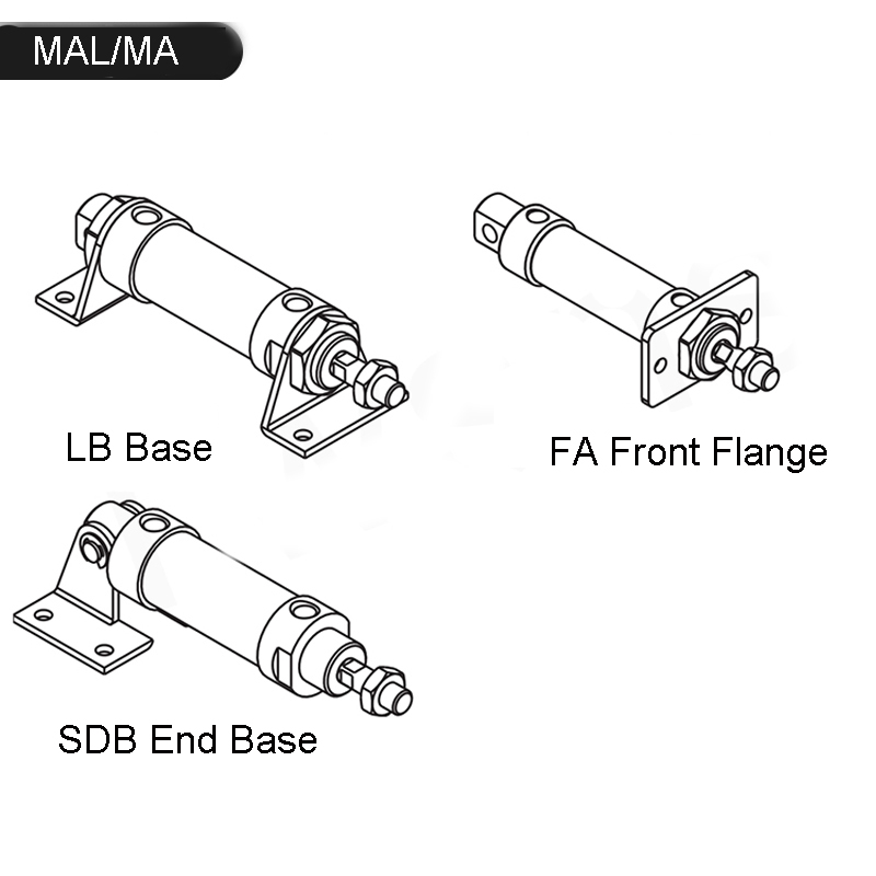 1 pièces MAL/MA Standard SDB support pneumatique vérin pneumatique support de montage Type SDB 16-20-25-32-40