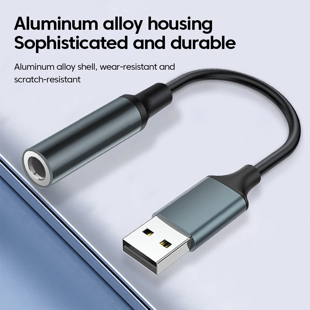 Adaptador de conector de Audio USB a 3,5mm, Cable auxiliar USB A a 3,5mm, adaptador de conector de Audio, auriculares, tarjeta de sonido externa USB para ordenador