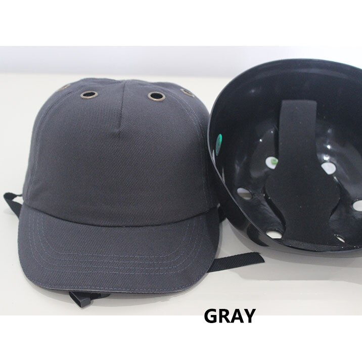 Bump Cap Work Safety Helmet ABS Inner shell Baseball Hat Style Protective Hard Hat For Workwear Head Protection Top 6 Holes: gray