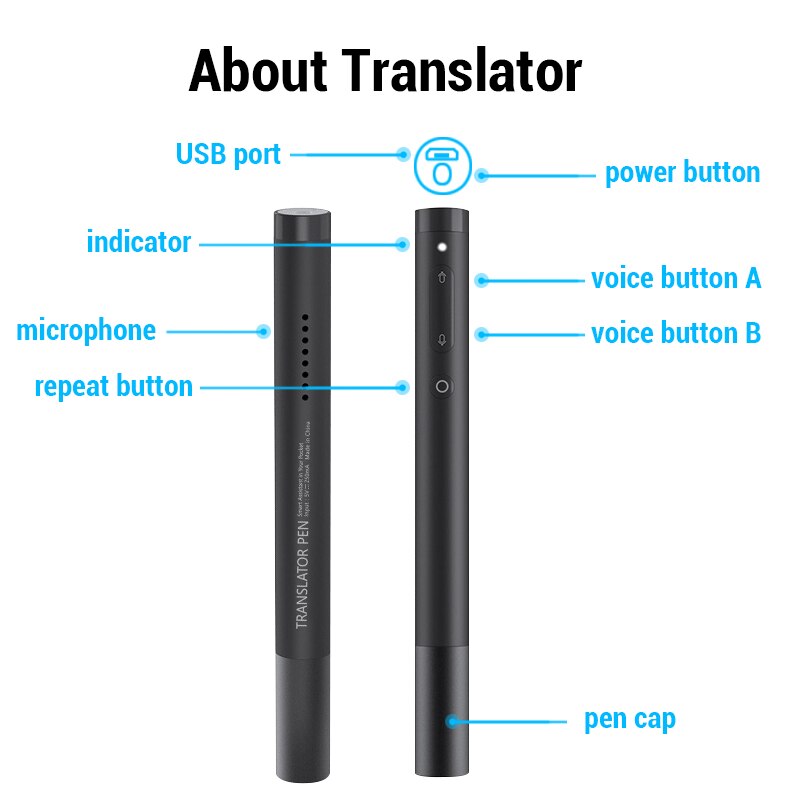 Caneta tradutor inteligente portátil de voz, tradutor em tempo real para aprendizagem, multilíngue, de dois sentidos, tempo real