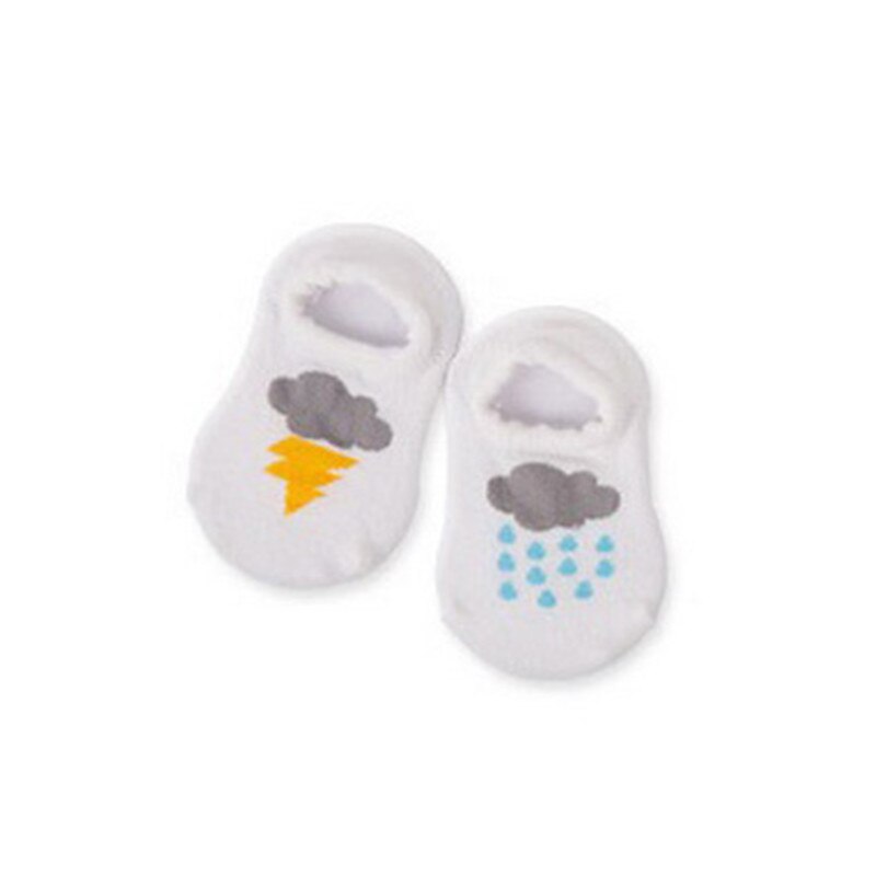 Calcetines antideslizantes cómodos para bebé, calcetines náuticos infantiles, calcetines pequeños de nube con rayos, calcetines de de Navidad para niños: White / 1-2