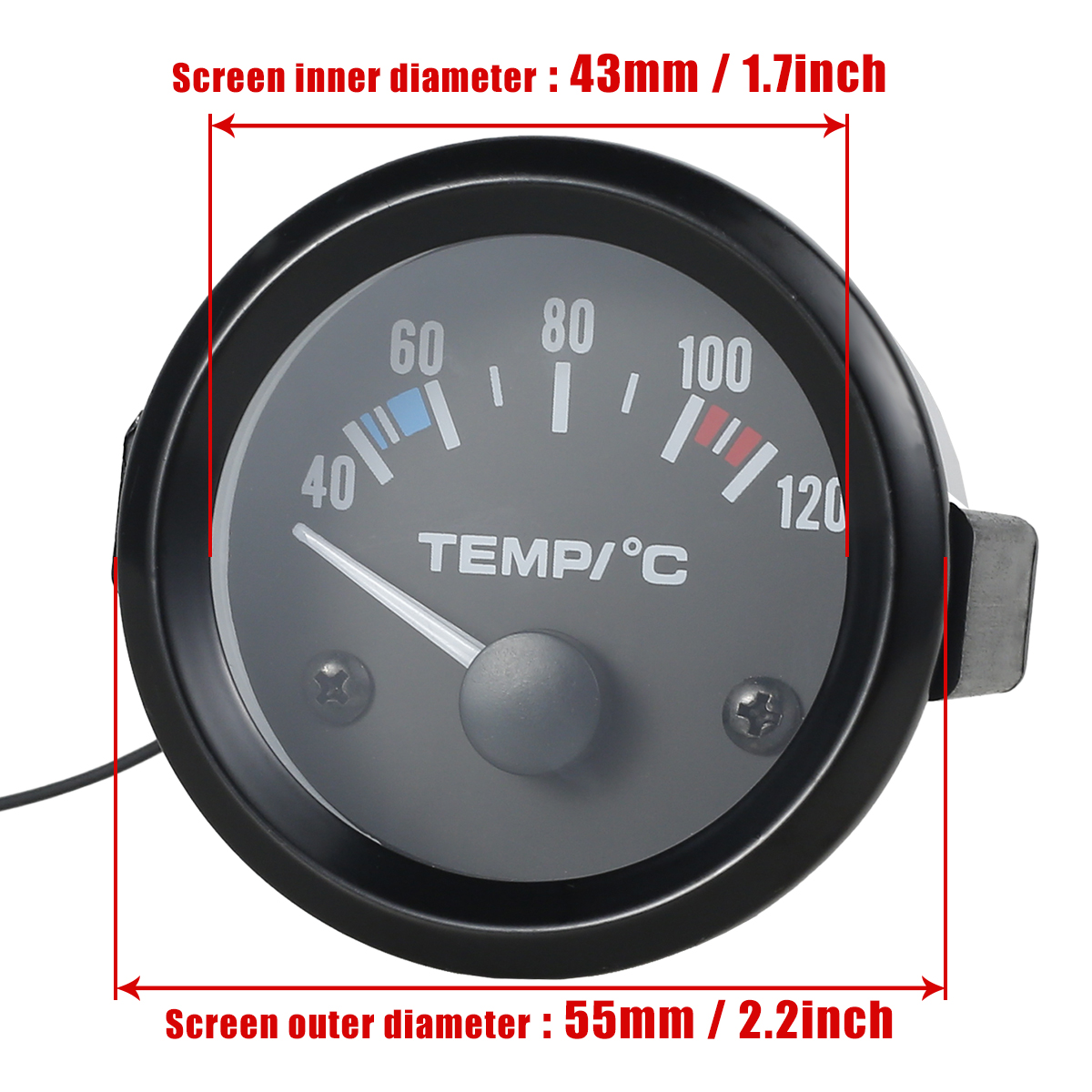 2 " digital vattentemperaturmätare för bil med led-ljus 52mm vattentemperaturmätare i celsius, 40-120 ℃