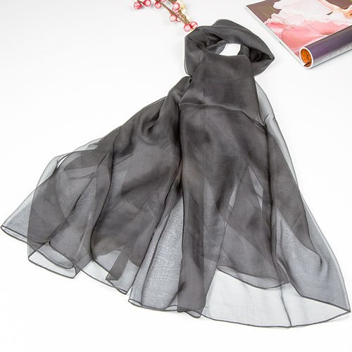 Ren silketørklæde kvinder tørklæde kvindelig silke sjal kvinders naturlig silke chiffon stor størrelse tørklæde ensfarvet lang wrap til kvinder: 20 sorte