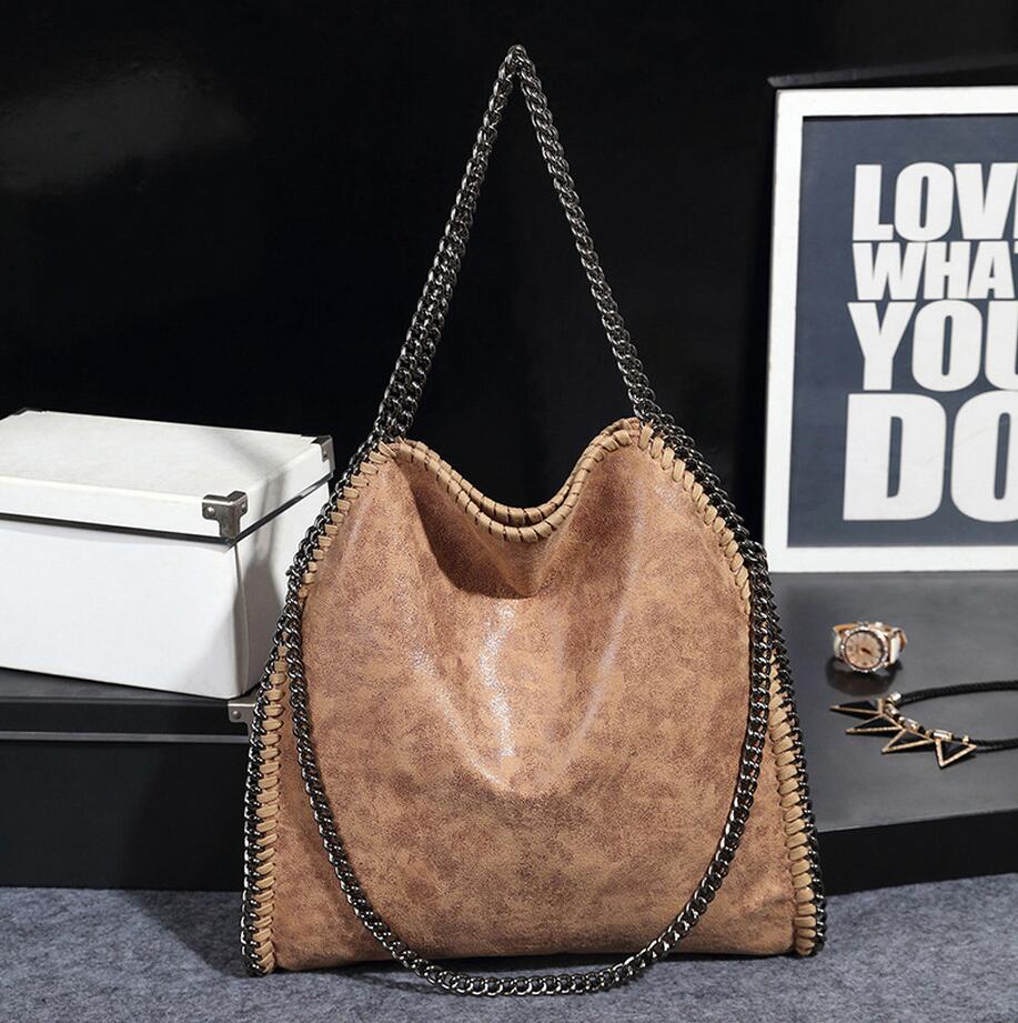 Luxe handtassen in eroupe-stijl, schoudertassen voor dames, grote capaciteit, tassen met kettingriem, opvouwbaar pu-leer, een belangrijke: Khaki