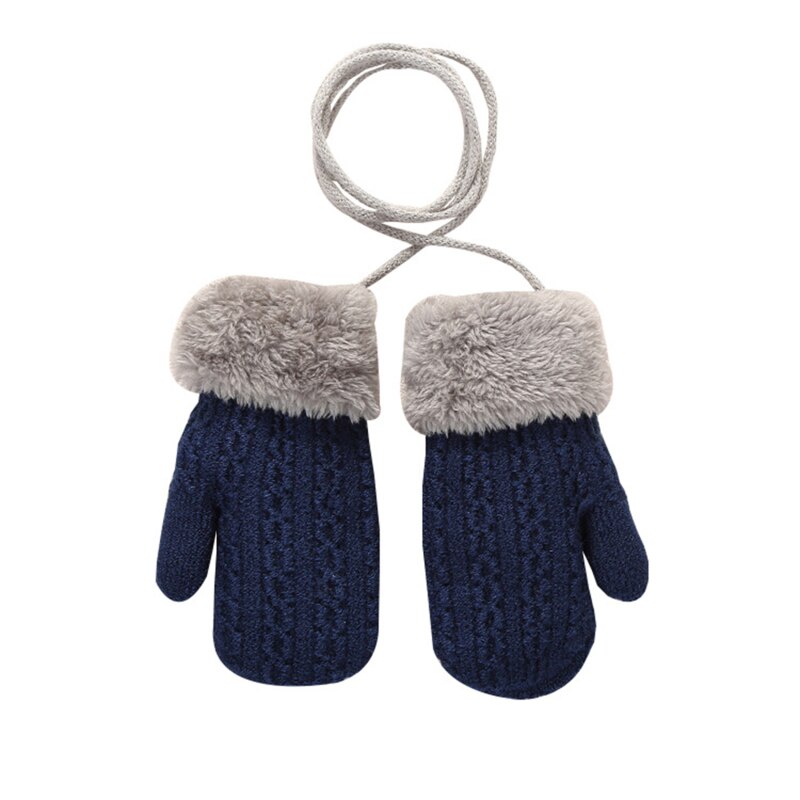 Mitones de lana para niños, manoplas de punto para niños de 1 a 4 años, guantes cálidos para bebés: Blue