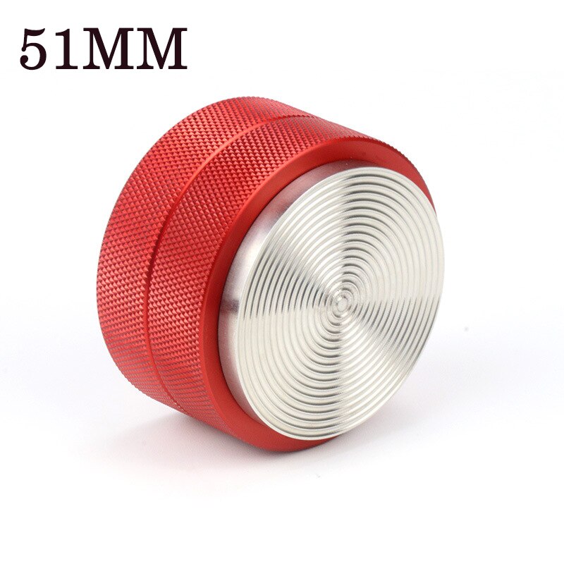 51/53mm Adjustable 304 Stainless Steel Coffee Espresso Tamper Macaron Convex Four Angled Slopes Base Trefoil Distribution Tool: Red(51mm)-C