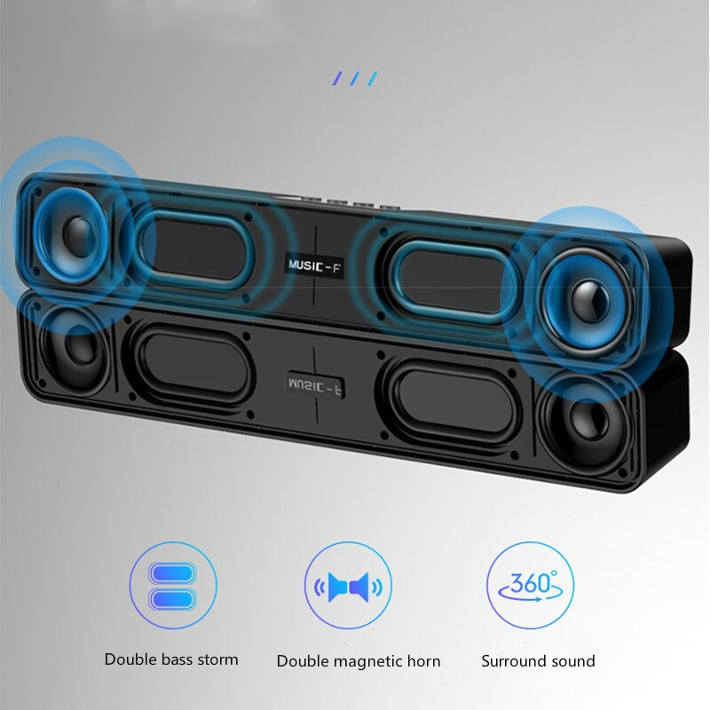 10W Bluetooth soundbar wireless sound bar surround stereo subwoofer home theater sound support PC TV mobile phone U disk TF card