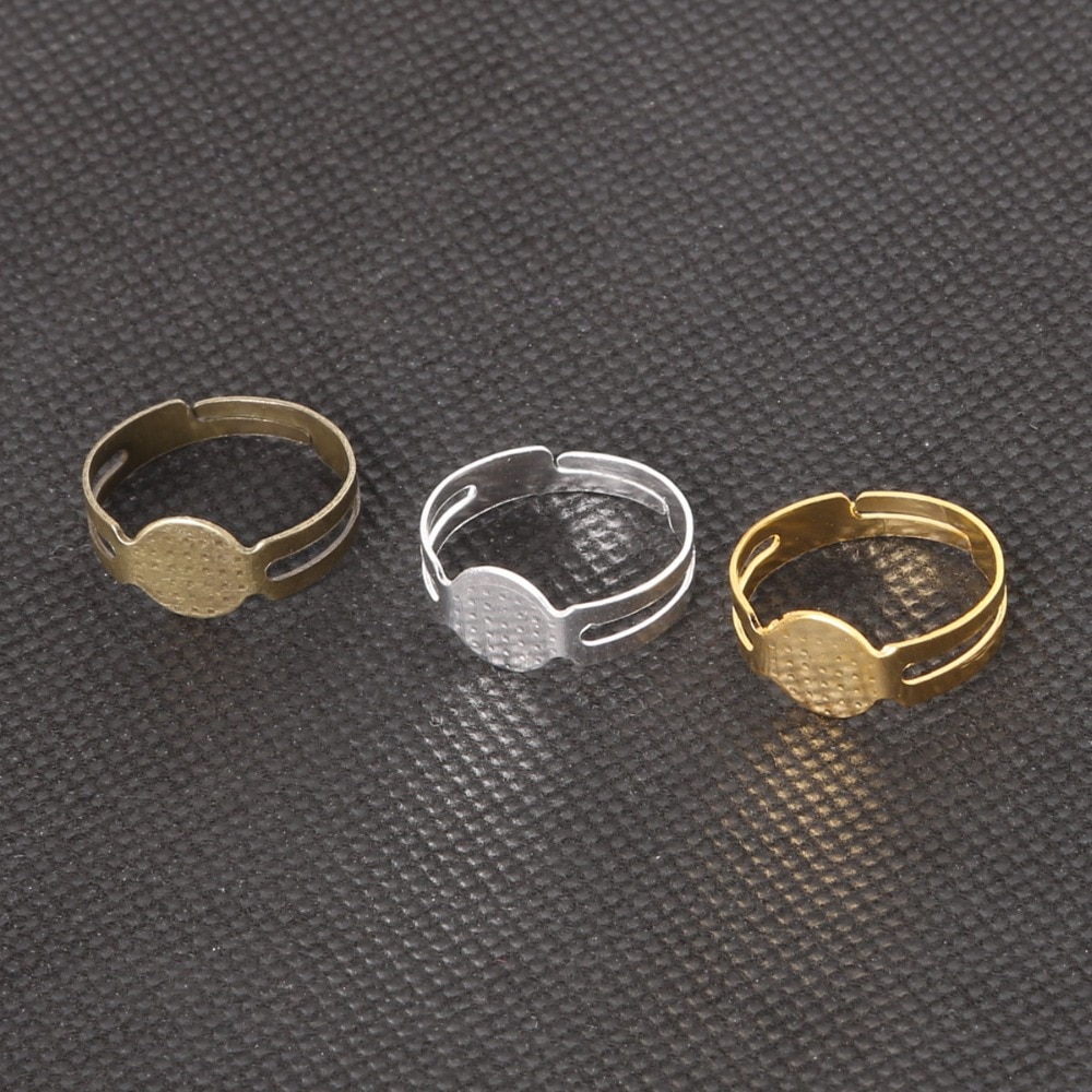 ! 40 Stks/pak Open Ring Cirkel Met Pad Aangepast 18mm Platte Ring Base Goud Zilver Brons Voor Sieraden Maken