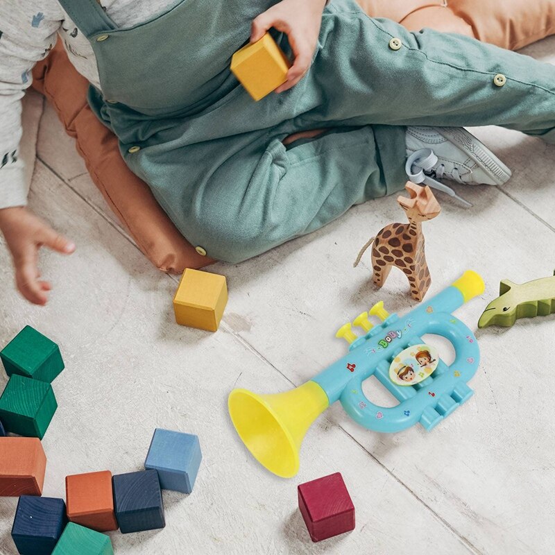 Kleurrijke Kinderen Blowable Trompet Trompet Instrument Muzikaal Speelgoed Liep Kleur Patroon