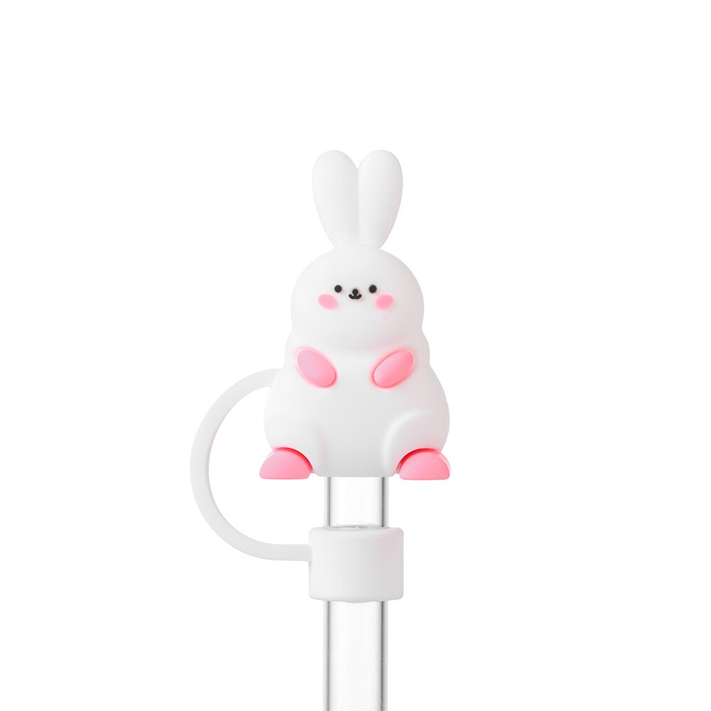 Silicone Straw Stopper Reusable Airtight Splash Proof Dust Straw Plug Glass Cup Accessories Cartoon Tips Cover Kitchen: Style 4