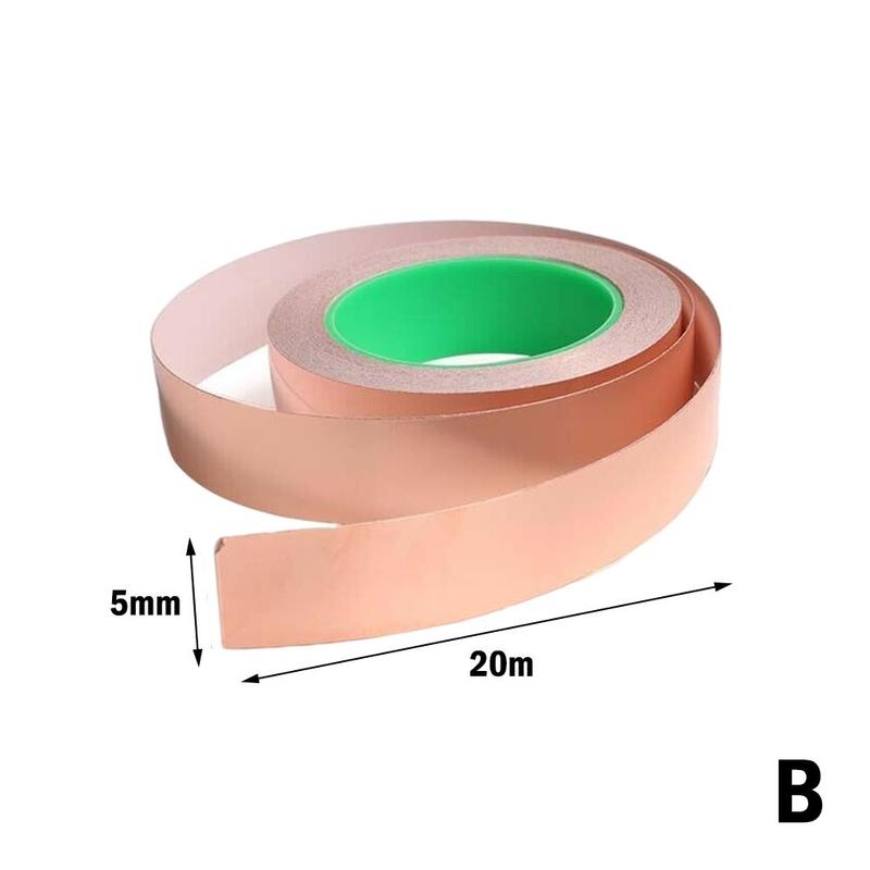 20M Double Sided Conductive Copper Foil Adhesive Tape, Copper Foil Tape For EMI Shielding, Crafts, Soldering, Electrical Repairs: 5MM Wide