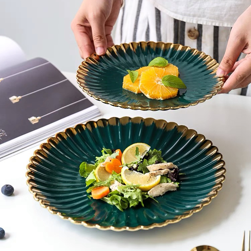Green tableware set plate food plate salad soup bowl plate bowl set leaf plate dinner plate sets dinnerware set plates dishes