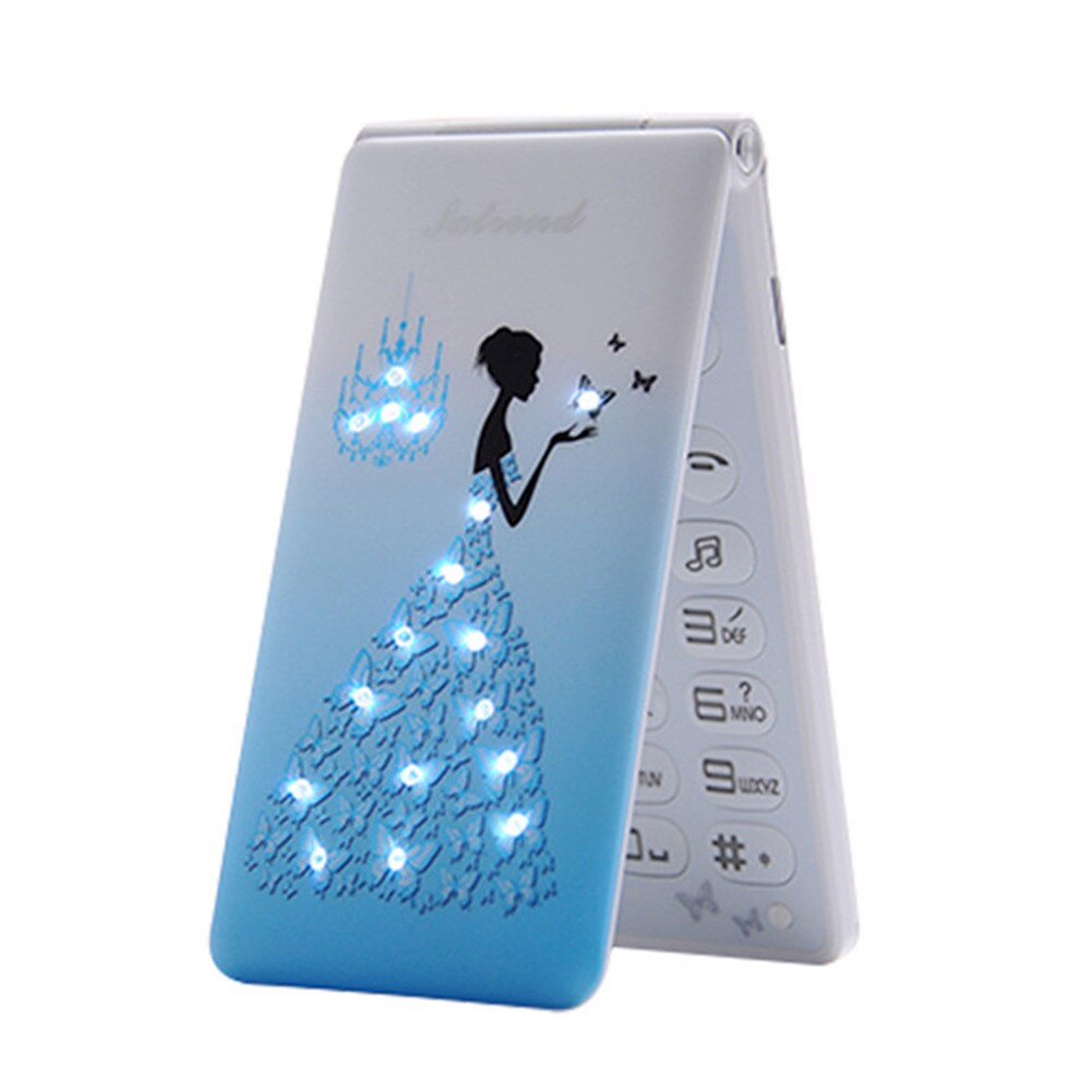 Teléfono Móvil KUH D11 con tapa, Tarjeta SIM Dual, , para niñas, flor para mujer, linterna LED, teléfono móvil a la: Add 16GB TF Card / Azul