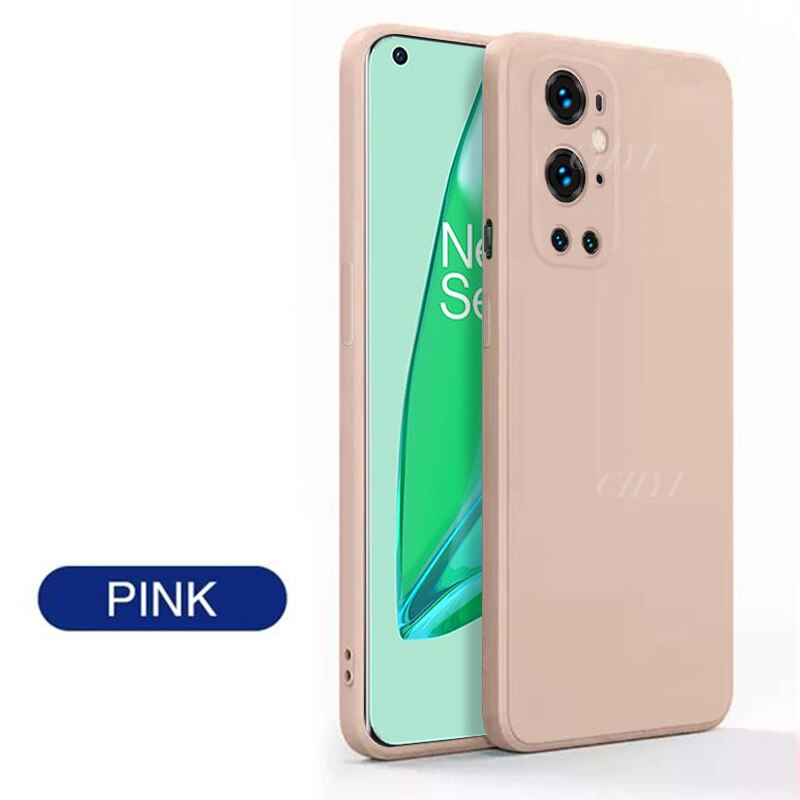 Platz flüssiges silikon fall für oneplus 9 pro abdeckung coque funda weiche luxus kamera objektiv protector schutzhülle: For Oneplus 9 Pro / pink