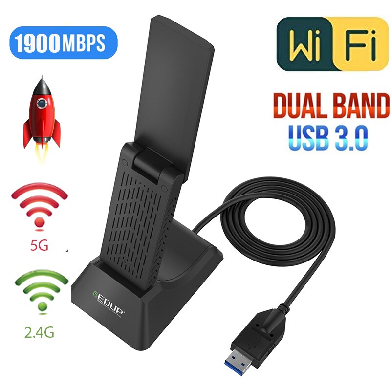 2,4G/5G kabellos USB 3,0 Wifi Adapter 600Mbps/1900Mbps Dual Band netzwerk karte kanal 802,11 ac Mit Antenne Für Schreibtisch Empfänger: 1900M USB3.0