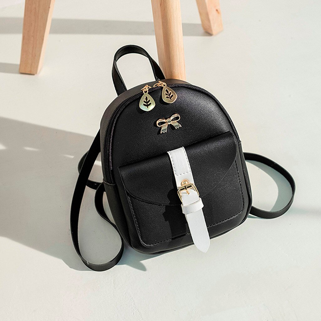 Vrouwen Mini Rugzak Luxe Pu Leather Kawaii Rugzak Leuke Graceful Bagpack Kleine Schooltassen Voor Meisjes Leaf Hollow: Black