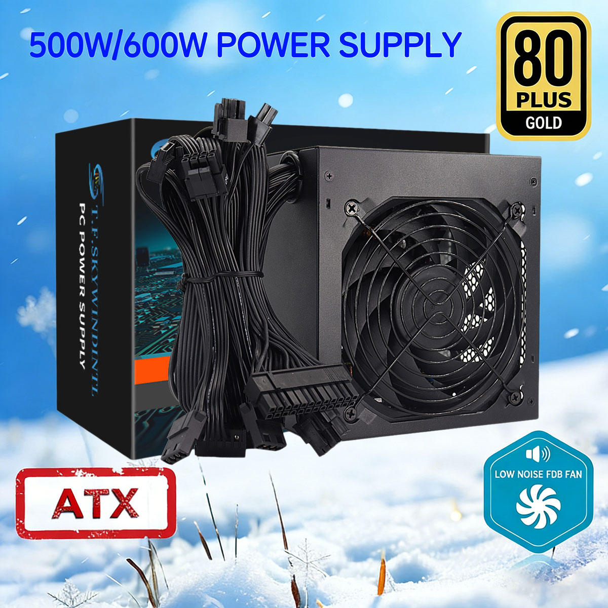 500/600 W Atx-Netzteil, aktives PFC-PC, 120 mm, leiser Lüfter, 80 Plus, Gold, für Mini-Chassis, kleines PC-Gehäuse, Desktop-Netzteil