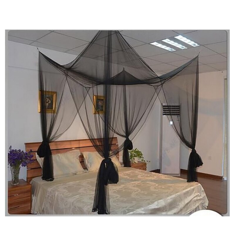 Four-door square mosquito net Outdoor Camping Portable Canopy Net With Storage Bag Insect Tent Protection Bedroom Full Netting: black