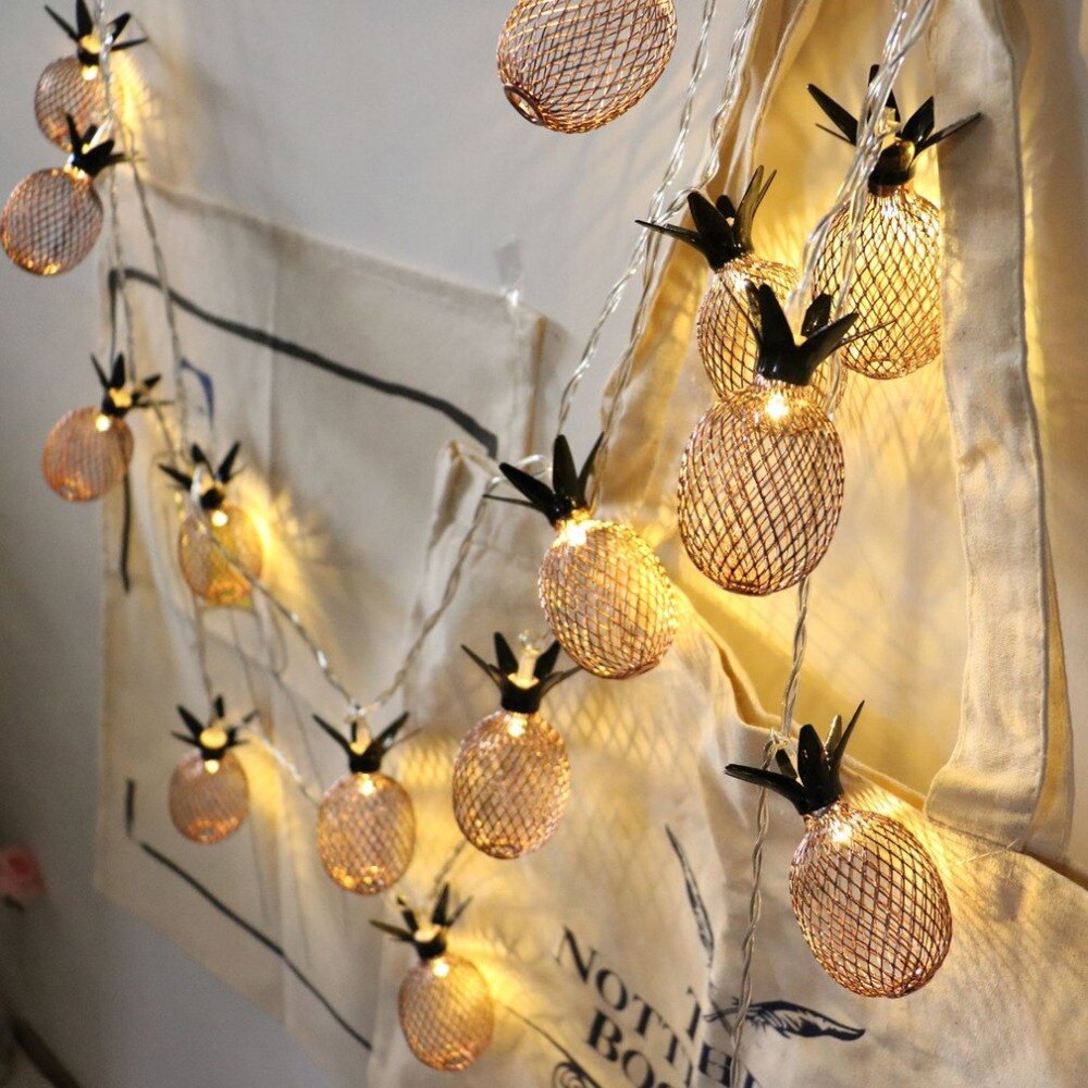 Retro-stil guld ananas string lys 10/20 led batteridrevne nyhed fe lys til soveværelse bryllup fødselsdagsfest