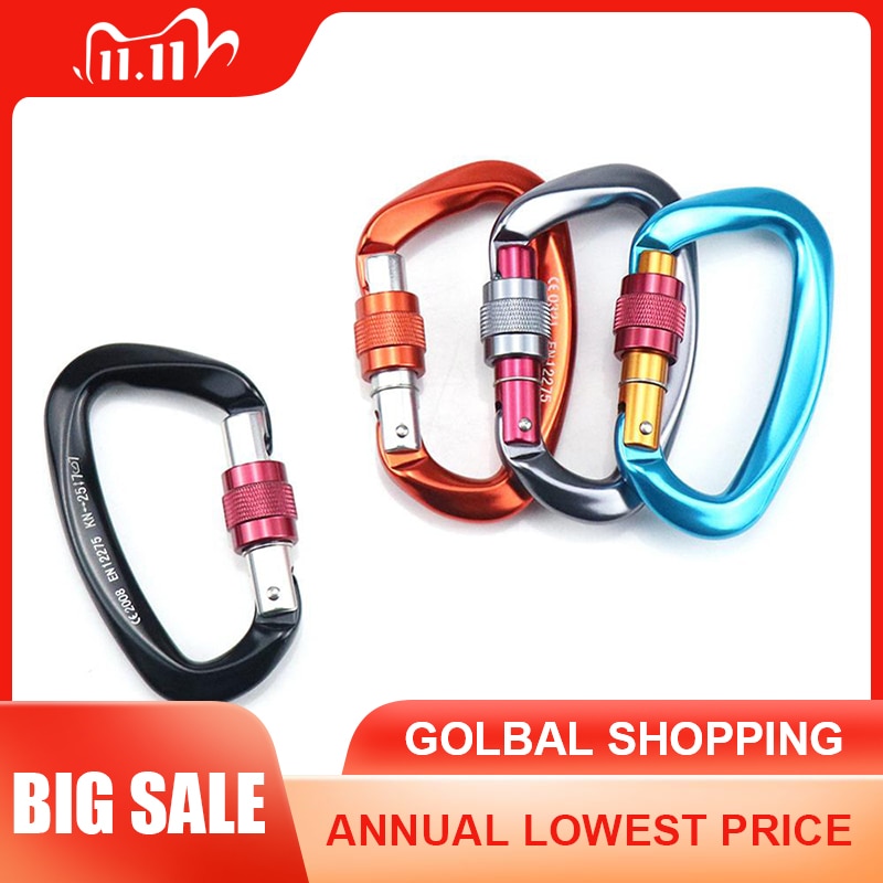 Neue 25KN Klettern Karabiner D Form Klettern Schnalle Lock Sicherheit Sicherheit Master Schraube Lock Schnalle Ausrüstung
