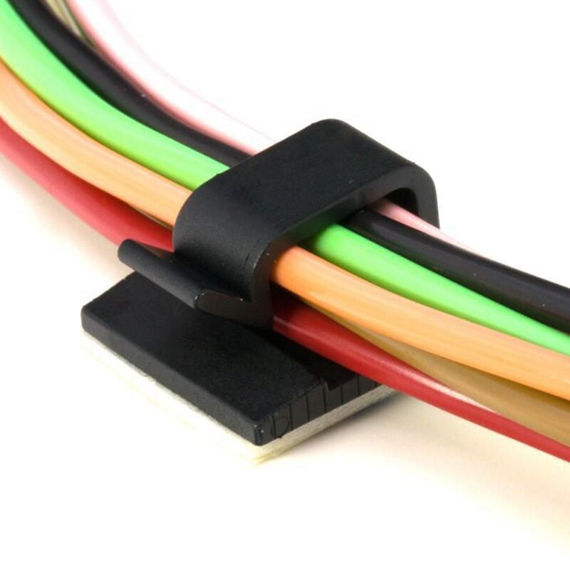 100 st självhäftande kabel permanent trådklämmor kabelorganisatorhållare permanent ankare för väggbord 14 x 14mm