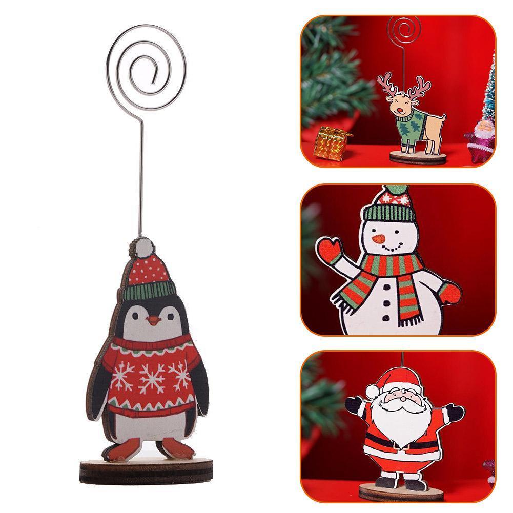 1 pc kerstkaartenhouders met schattige notitieclips, kerstvakantie, papieren kaartdecoraties, map voor festival  h9 j 3