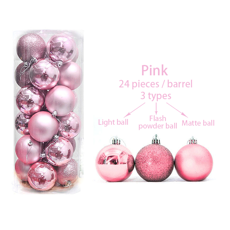 24 Stks/set Kerstboom Decor Ballen Glitter Snuisterij Opknoping Bal Party Festival Thuis Ornament Decor Voor Thuis Party Decor: 24pcs Pink