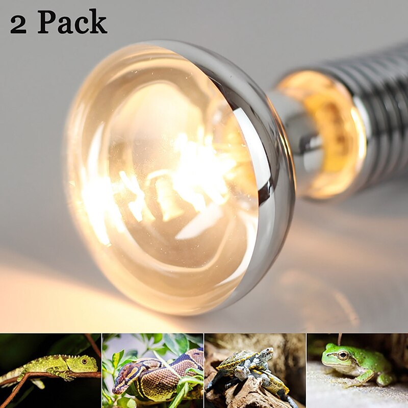 75W 2-Pack Basking Spot Heat Lamp Bulb 110V Soft Glow UVA Glass Cover Heat Lamp Bulb Light for Lizard Bearded Dragon Chameleon S