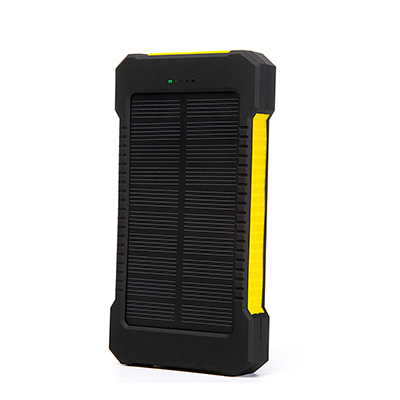 Top Waterproof Solar Power Bank 10000mah Dual USB Li-Polymer Solar Battery Charger Travel Powerbank With a compass LED light: Yellow