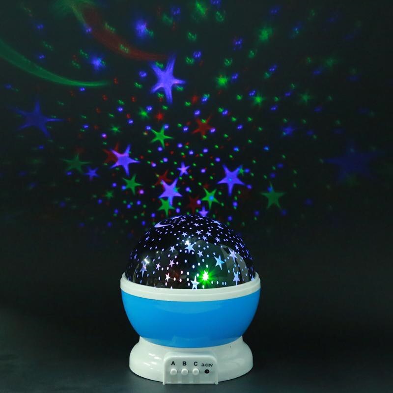 Stars Sterrenhemel LED Projector Moon Night Lamp Batterij USB Slaapkamer Party Projectie Lamp voor kinderen Nachtlampje: Blue