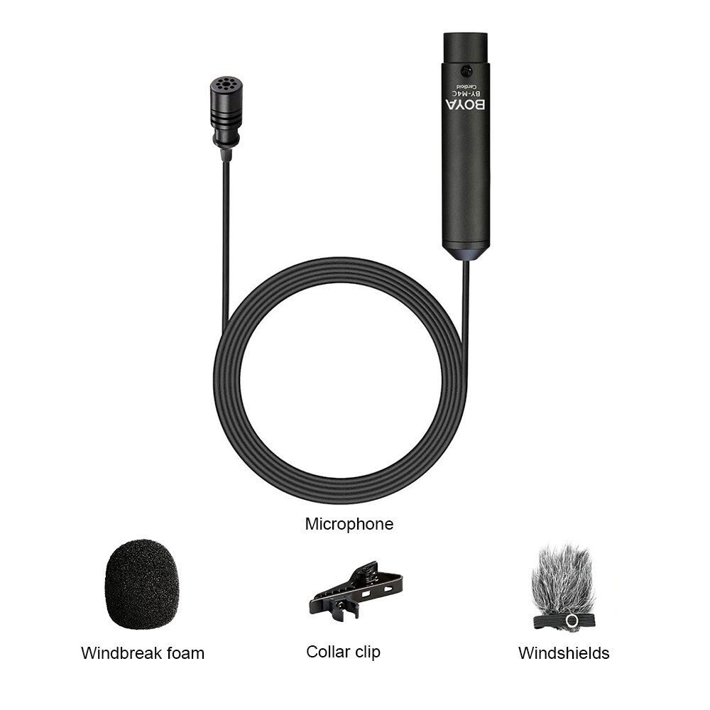 BOYA BY-M4C et M4OD Alimentation fantôme Clipsable Cardioïde XLR Micro Cravate Avec Fiche Cannon pour Caméra Caméscope ZOOM H4n H5 H6 TASCAM