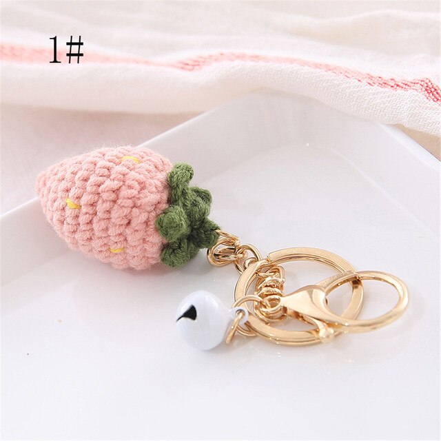 1 pz moda portachiavi forma di frutta tessuto a mano portachiavi ciondolo borsa portachiavi auto fascino Bandbag portachiavi borsa accessori regali: 1