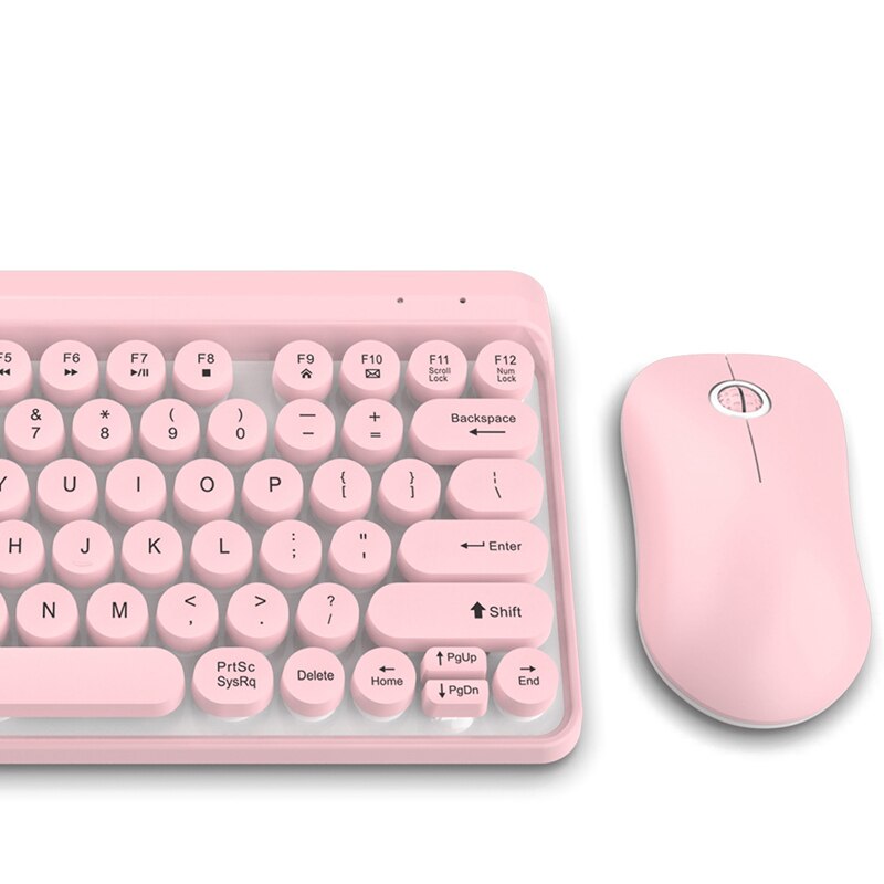 Cute Wireless 2.4G Keyboard Mouse Set Punk Stylish Wireless Color Keyboard Mouse